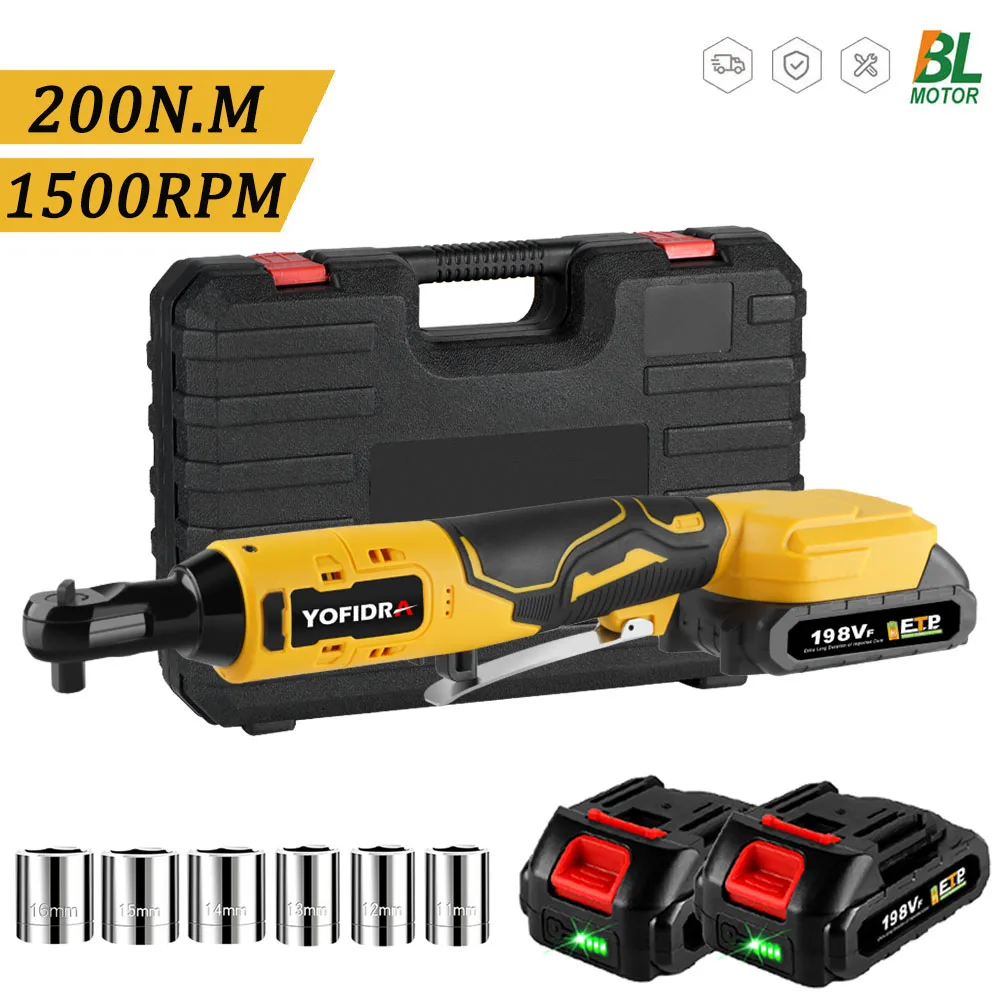 200n.m Brushless Electric Wrench Ratchet 3/8 Inch Cordless Handheld