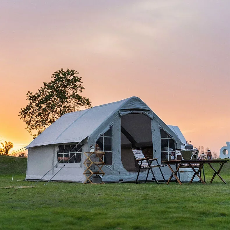 Description Picture 2 of itemInflatable 10 square meters camping tent 6-8 person space chimney design windproof and rainproof  no need to build