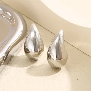 Modern Jewelry New Gold Color Plated Chunky Dome Teardrop Earrings For Women Girl Gift Hot Sale Popular Ear Accessories 5