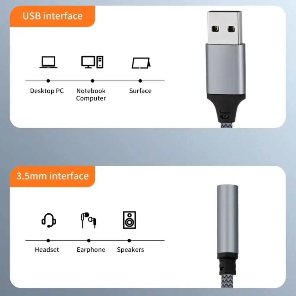 High-Fidelity USB to 3.5mm Audio Adapter - Portable Wired Headset Converter