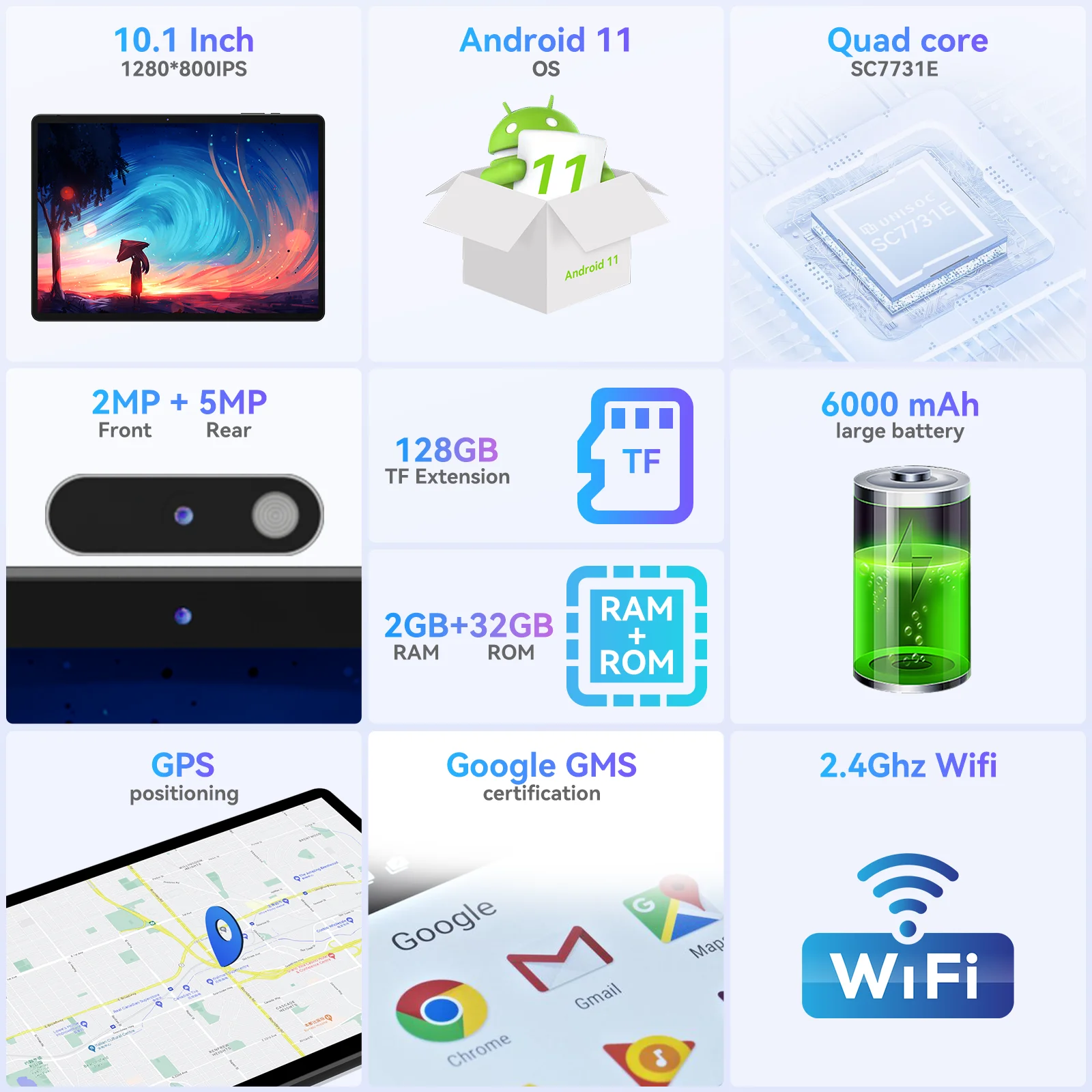 (Clearance) LeoPad10 Tablet 10.1" Android 11 2GB RAM 32GB ROM Quad Core Bluetooth Wifi Portable Tablets PC 6000mAh Cheap Tablet 6