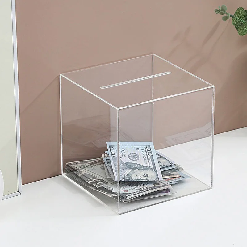 Cofrinho de acrílico de grande capacidade, seguro para crianças, com visor visível, moderno e sem necessidade de reembolso. Pote transparente para guardar dinheiro._voghion.com