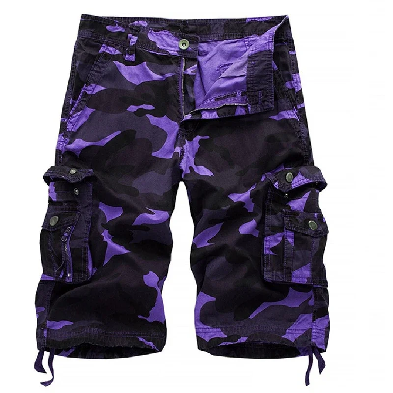 Mens Camouflage Cargo Shorts Beach Shorts Summer Men Cotton Loose Multi-Pocket Trousers Homme Casual Sweat Shorts