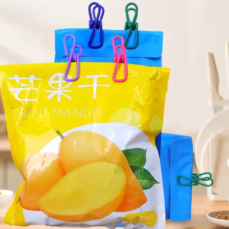 10pcs 다채로운 휴대용 가방 씰링 클립 미니 빨래집게 음식 스낵 씰링 보관 클립 금속 클램프 주방 용품