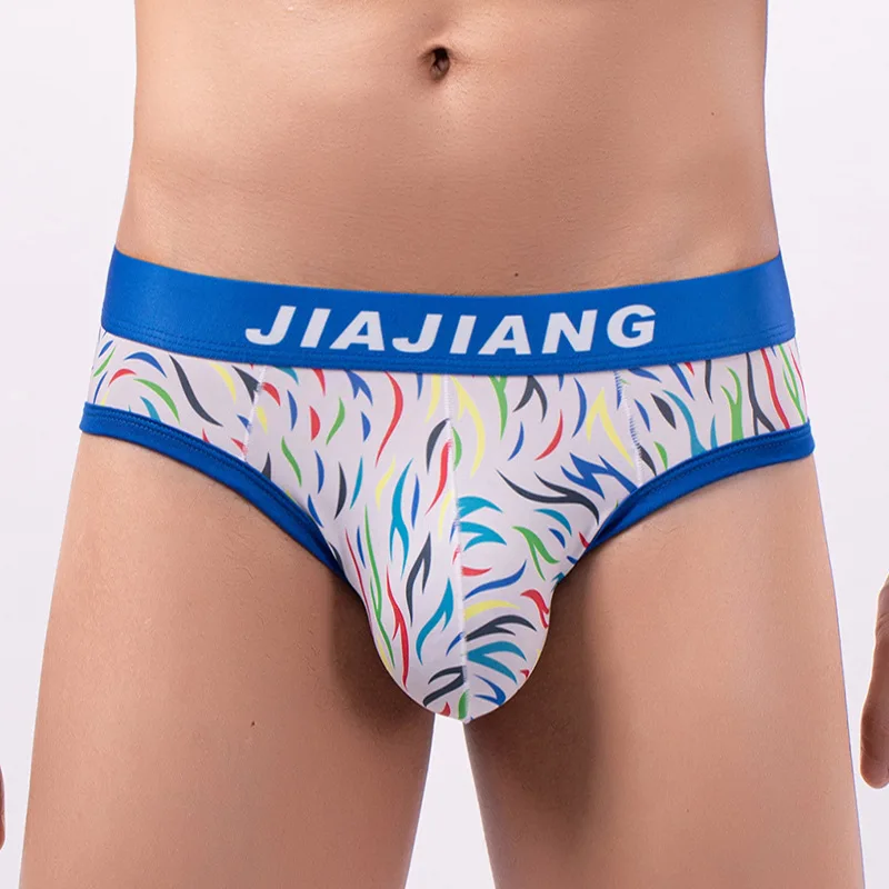

Fashion Printed Men Underwear Low Waist Sexy Ice Silk Briefs Comfortable Breathable Male Underpants Panties Hombre Calzoncillos