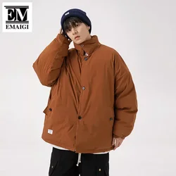 2023 Winter Japanese Streetwear Fashion Casual Cotton Jacket for Men Loose Vintage Parkas Cargo Jacket Warm Coat Outerwear