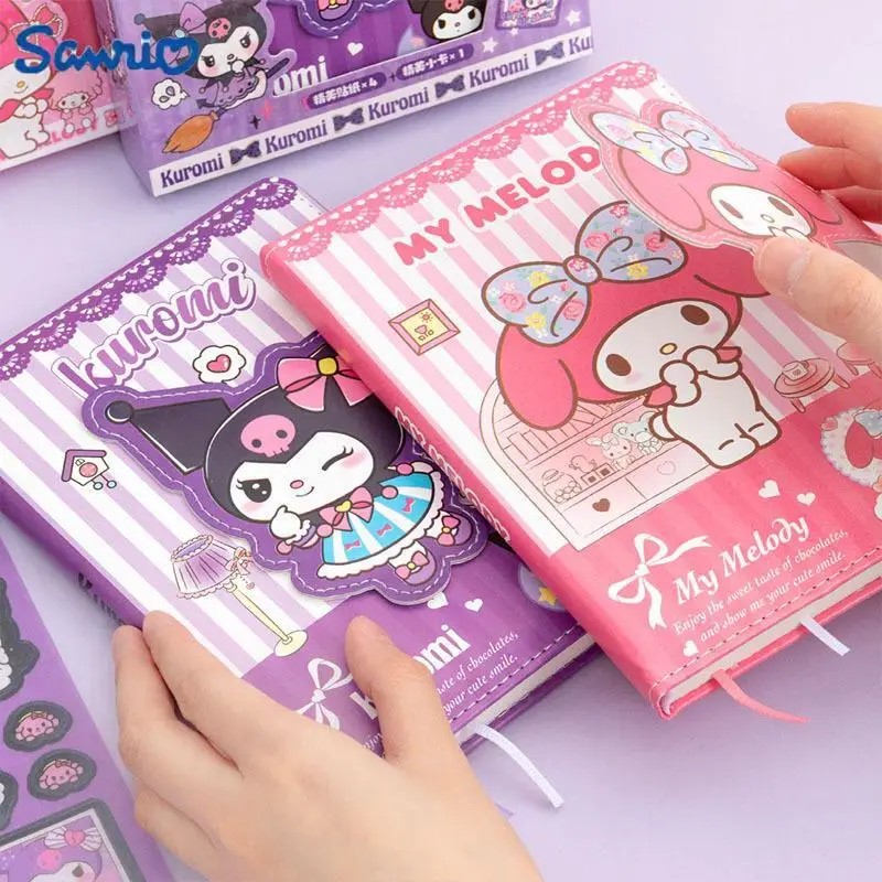 

Sanrio Kawaii Kuromi Melody магнитная пряжка ручная светодиодная подсветка набор для студентов высокий внешний вид мультфильм дневник с ручкой Ledger украшение