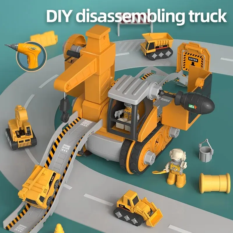 Take Apart Toy Construction Trucks with Electric Drill Construction Toy Set DIY Assembly Stem Toys Trucks for Boys Girls Gift kids repair toys plastic construction toys kids construction toys