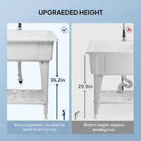 Spacious White Utility Sink Laundry Tub for Laundry Room, Garage Washing Station, Slop Sink, Freestanding Sink White 2