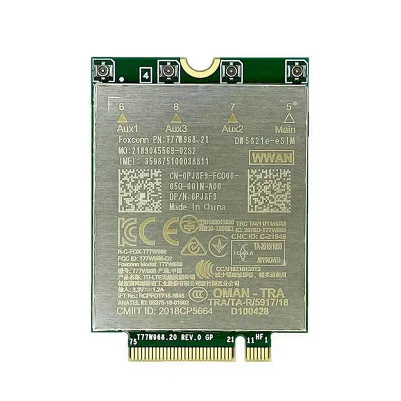 T77W968 Per Dell Dw5821E Lte Cat16 Gnss 5G Wwan Card Module Parts Per Latstrappato 5420 5424 7424 Rugged Latitude 7400/7400 2-In