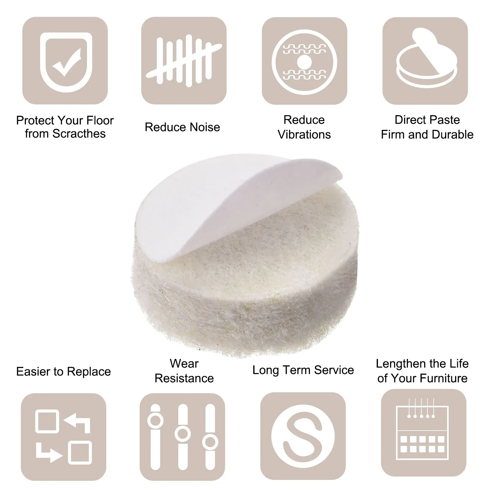75 Pads Felt Furniture Pads 10mm Dia Self-stick Anti-scratch Floor Protector