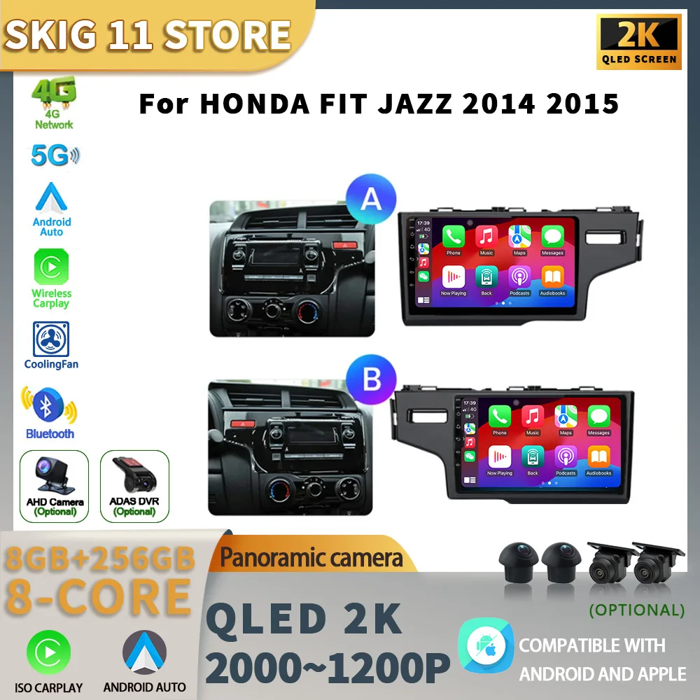 

Автомобильный радиоприемник Android13 для HONDA FIT JAZZ A 2014 2015, мультимедийный видеоплеер, беспроводной автомобильный навигатор CarPlay, головное устройство с GPS, стерео