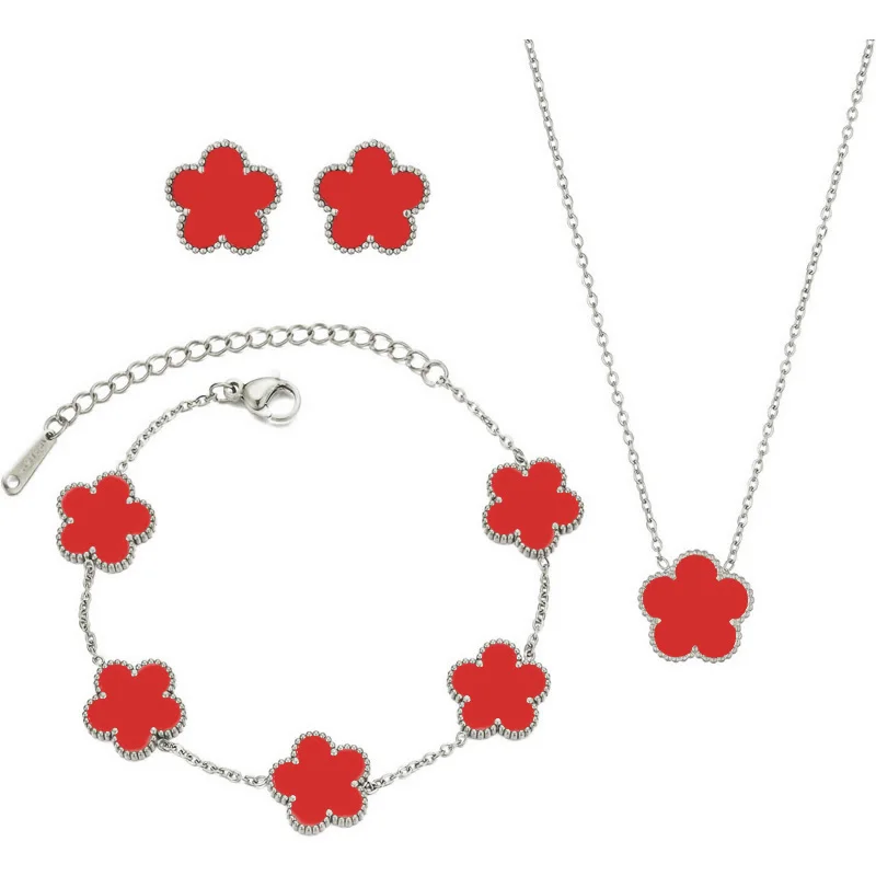 red silver set