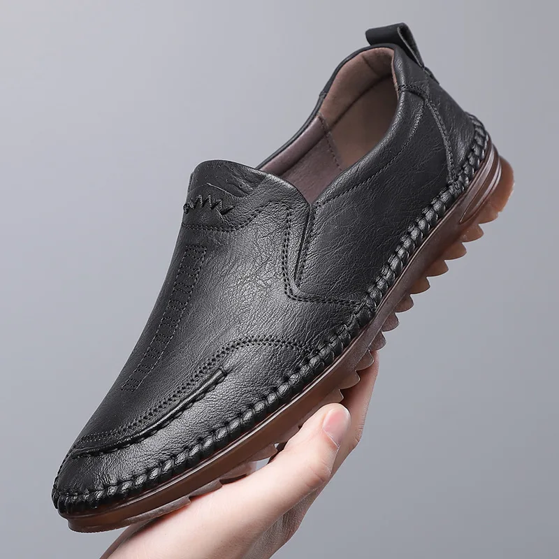 Spring autumn New Men's Daily Casual genuine leather Shoes Men's Hand Sewing Soft Sole Casual Shoes C570