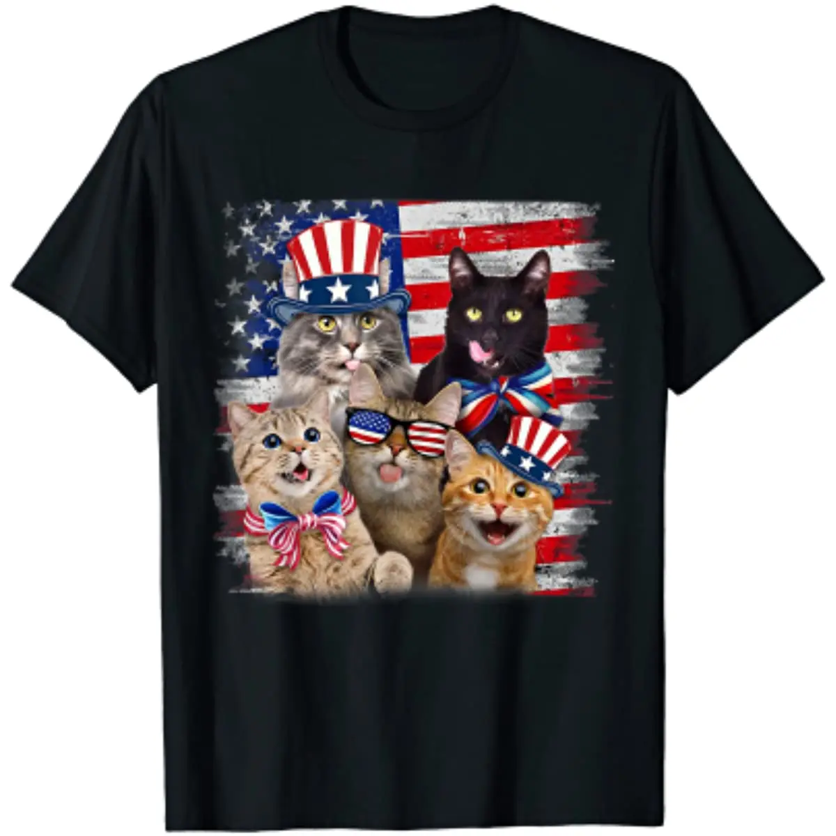 

Cat Happy Independence Day Freedom Cat Lovers Cat Moms 4th July American T-Shirt Cotton Four Seasons Tees Graphic T Shirts