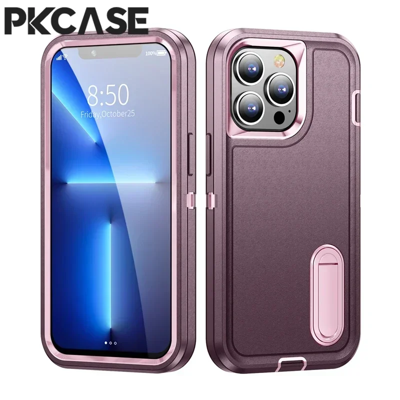 PKCASE Coque antichoc robuste pour iPhone 16 15 14 13 12 11 Pro Max PLUS avec support en métal pour iPhone Coque rigide_voghion.com