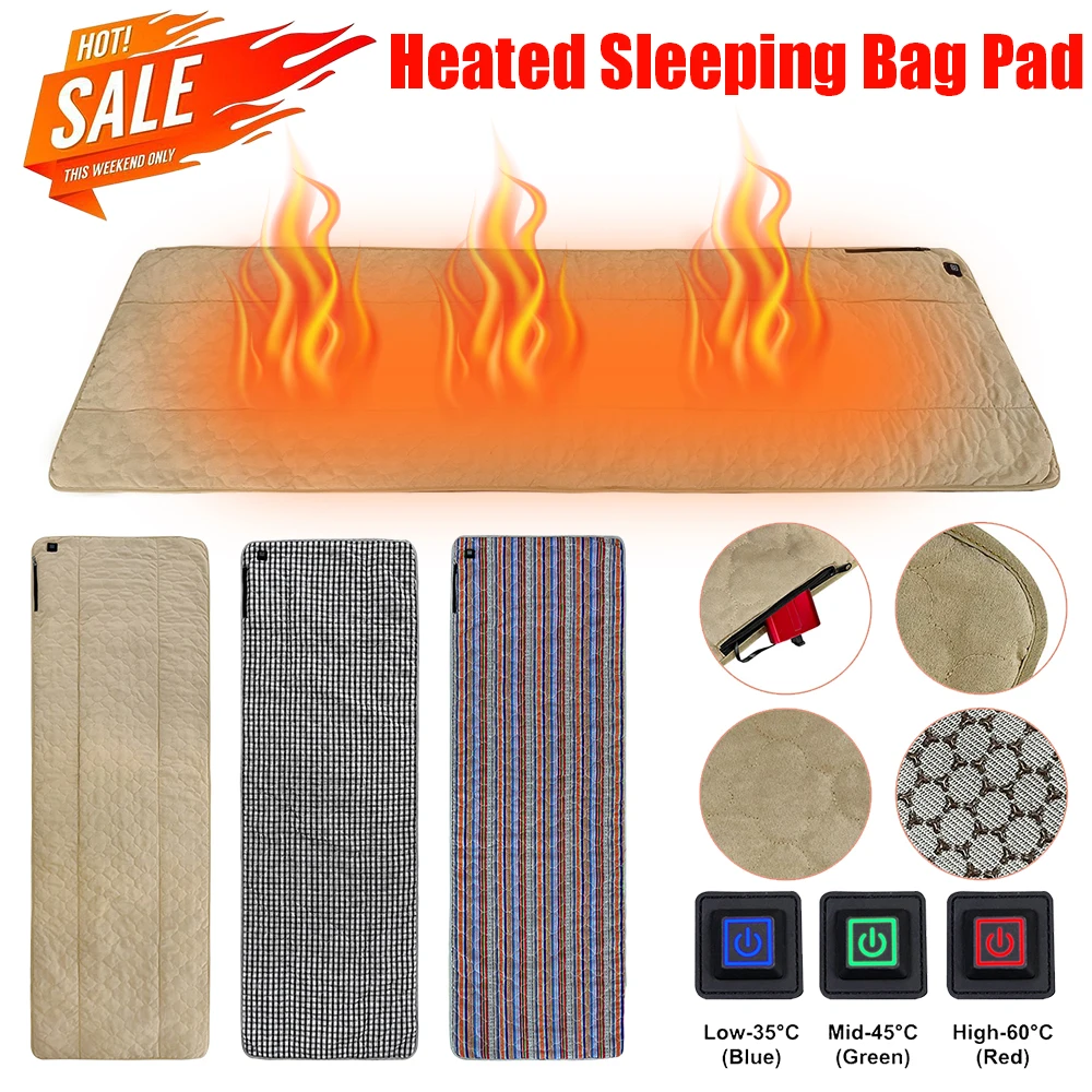 

3pcs Heated Sleeping Bag Pad USB Charge Sleeping Bag Mattress Portable Lightweight Keep Warm Mat for Camping Backpacking Hikin