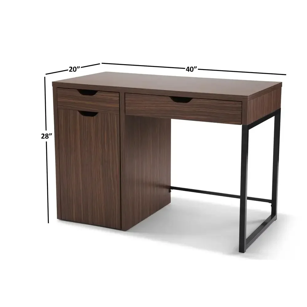 Perkins Desk with Metal Frame Cocoa File Cabinet 40" L Stylish Multi-functional Workstation Study Home Office Dorm Room Storage 4