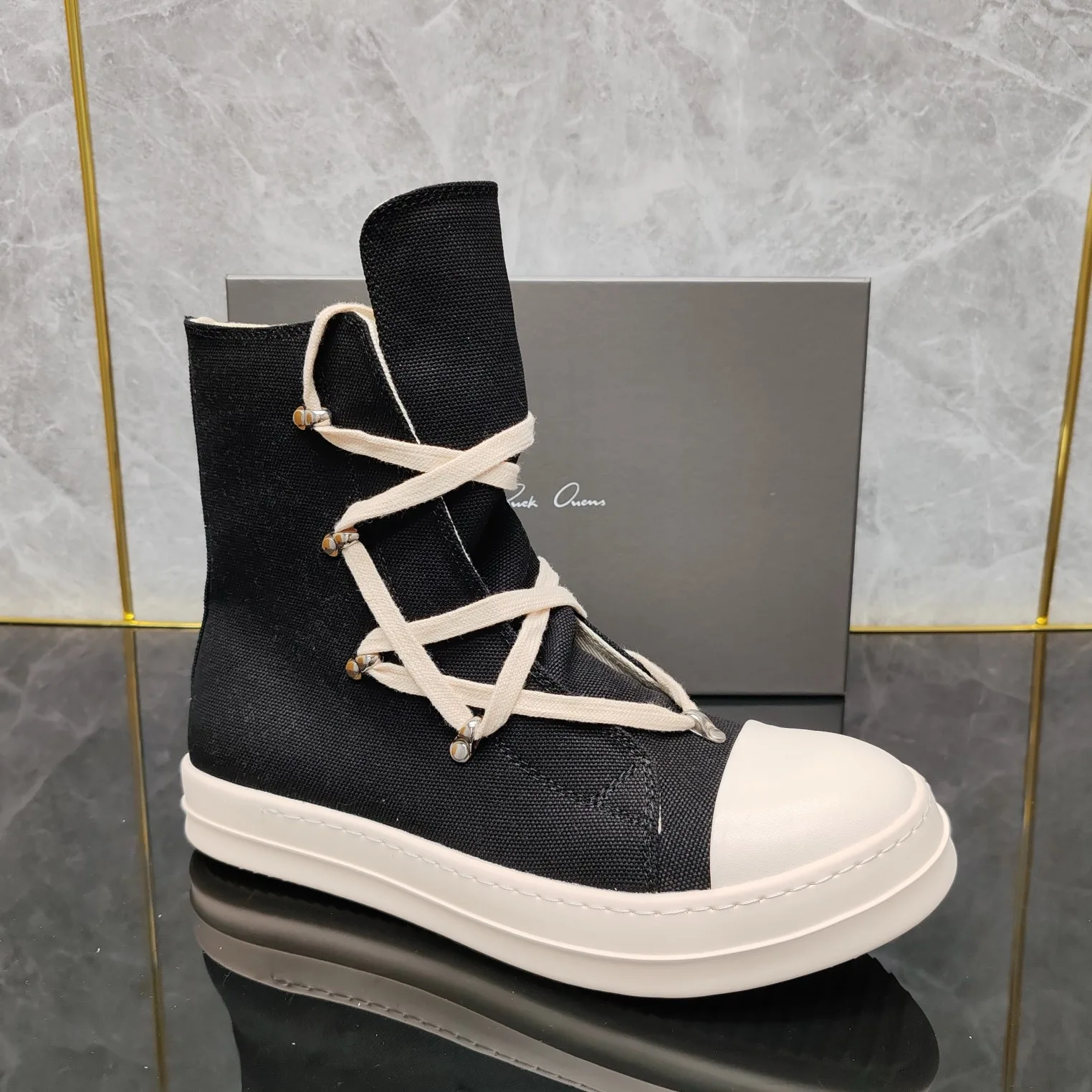 Rick shoes classic pentagram high-top shoes Chaonan high street owens zipper couple models