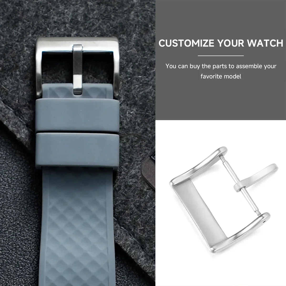 Stainless Steel Brushed Matte Watch Strap Buckle in Black Gold Finish