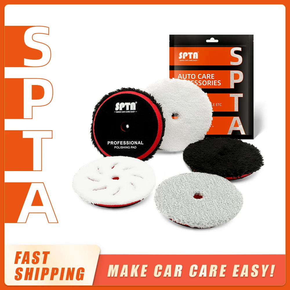 

(Single Sale) SPTA 3"/5"/6" Fast Finishing Microfiber Polishing Pad Polishing Pads Buffing Pad Disc Kits For DA/RO Car Polisher