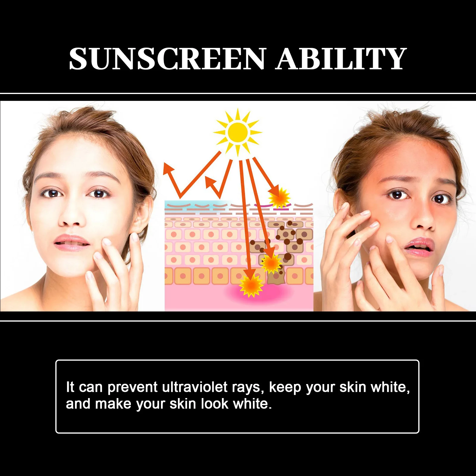 SPF30 Sunscreen Effectively Isolating UV Rays Sun Protection Refresh Oil Control Whitening Moisturizing Facial Skin Care Product