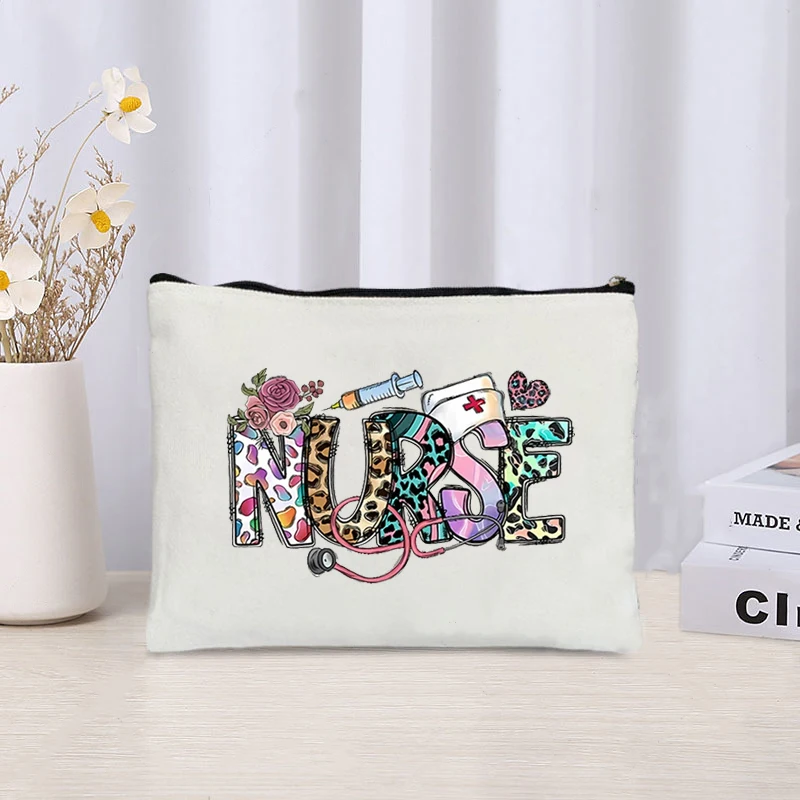 Leopard Nurse Print Cosmetic Bag Organizer Sundries Zipper Makeup Bags Storage Pouch Office Supplies Stationery Pencil Case Gift 5