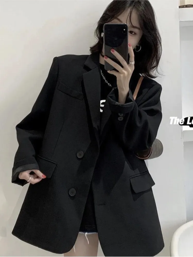 Herstory Women Casual Pure Color Spring Blazer New Notched Collar Long Sleeve Loose Jacket FashionTide Autumn 2022 traf 5