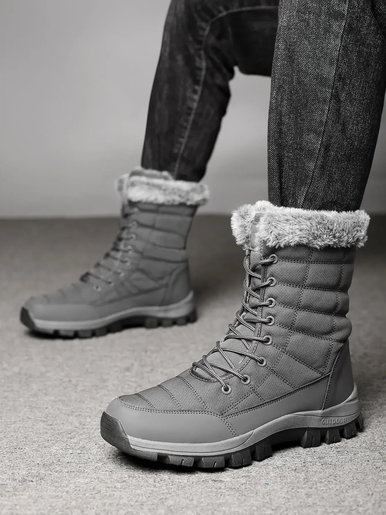 Outdoor Thick Velvet Warmth Men's Cotton Shoes Waterproof Cold