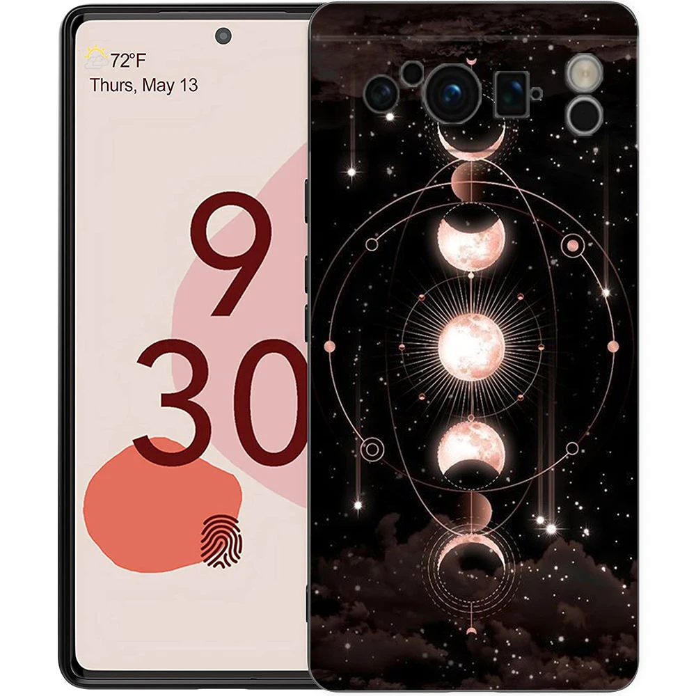 Celestial Night Art Silicone Shockproof Phone Case - Black Cover