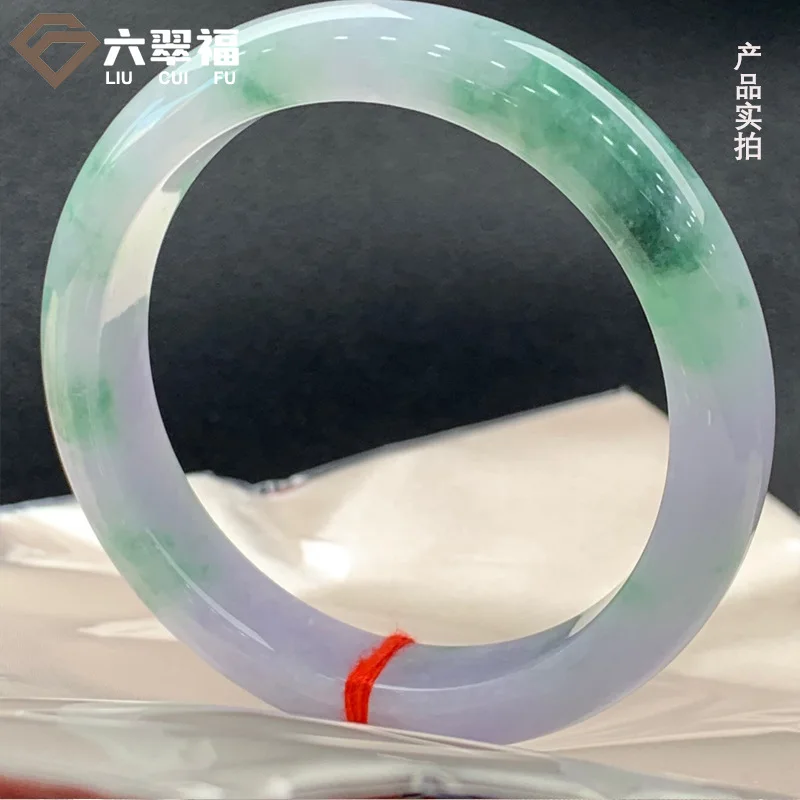 Natural Myanmar Fake Jadeite Spring Color Emerald 59 Positive Circle Jade Bracelet