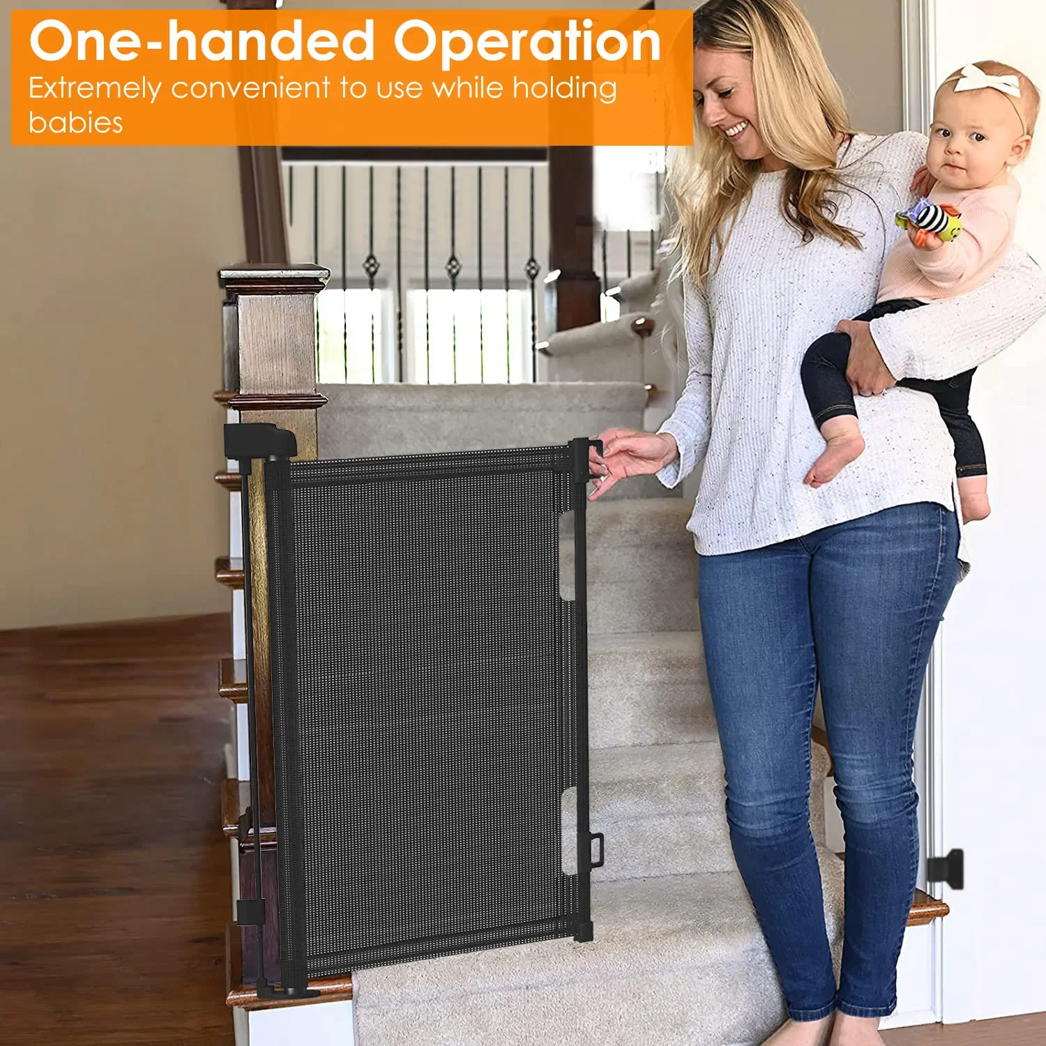 Baby Safety Gate Retractable Door Extra Wide Child Pet Safety Stairs Gate