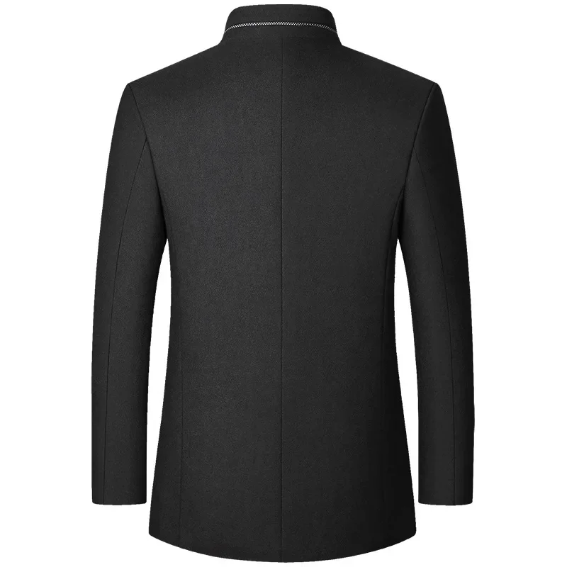 Men Cashmere Blazers Suits Jackets Stand-up Collar Business Casual Suits Coats Male Slim Fit 4X men suit jacket