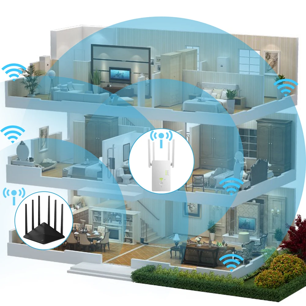 Wireless 5g Wifi Extender Dual Band Repeater Roteador ap 1200mbps Amplificador de Sinal Longo Alcance Ponto de Acesso 802.11ac Novo Ac1200 - Imagem 6
