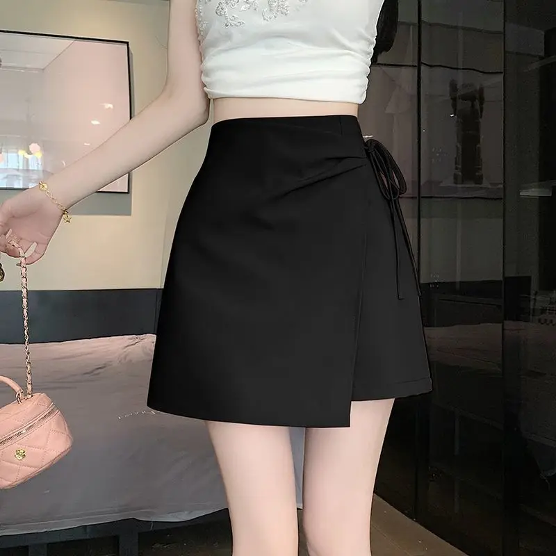 Women's Skirt with Strings Female Skirts Pink Irregular High Waist Short Vintage Korean Style Clothing Sales Aesthetic Modest V 3