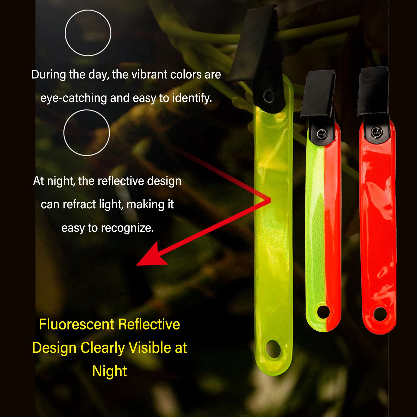 12PCS High Visibility Trail Markers with Clips Reflective Tree Tacks for Camping Hunting Outdoor Hiking