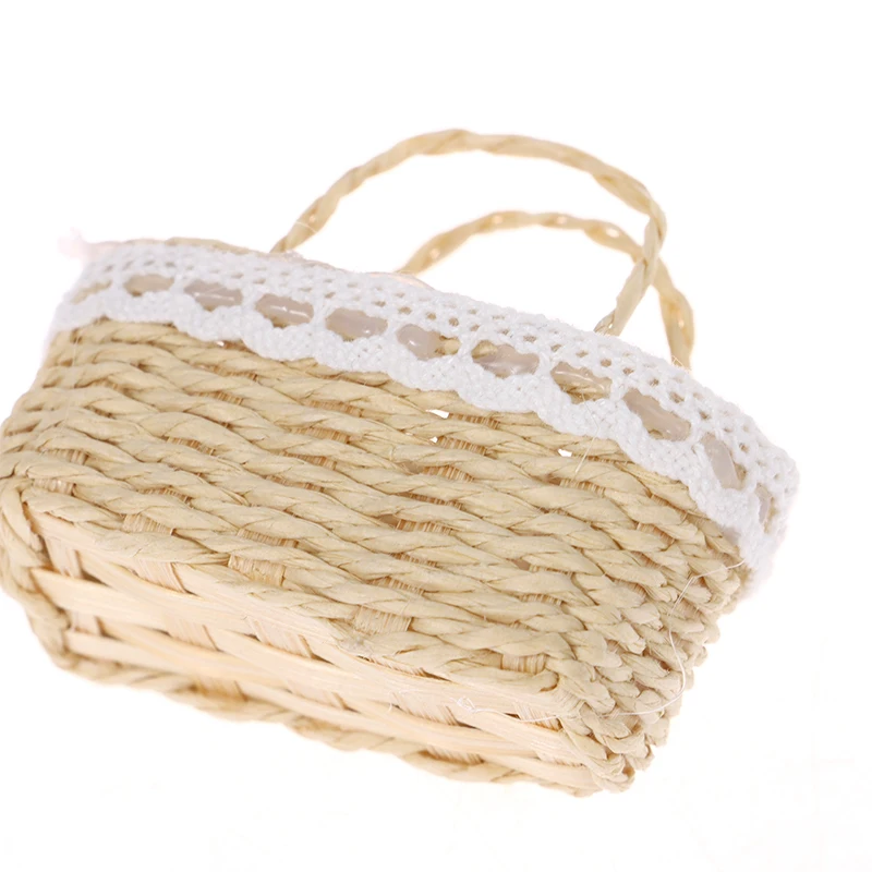 1Pcs Mini 1/12 Cute Dollhouse Rattan Frame Hand-woven Vegetable Food Storage Basket Dolls Miniature Decoration