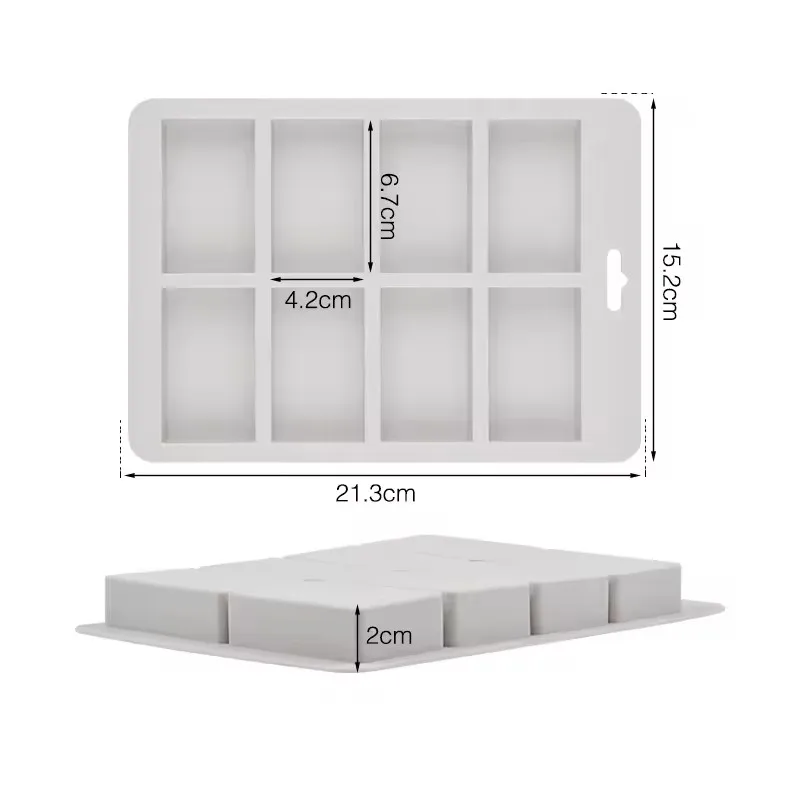 Silicone Soap Molds, 8 Cavities Rectangle Silicone Soap Molds, Great for Homemade Craft Mold