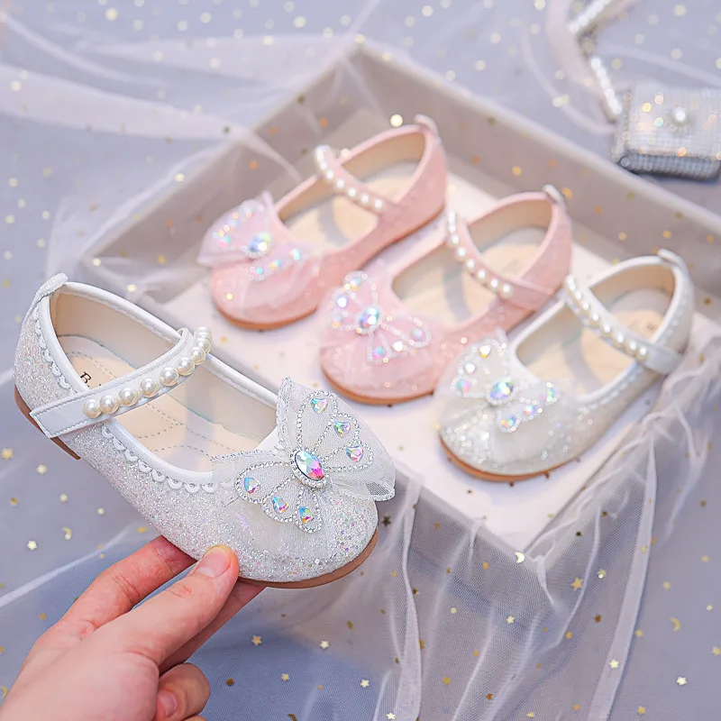 Children Soft Princess Crystal Shoes for Party Wedding Shows Flats Kids Fashion Casual Girls Mary Janes