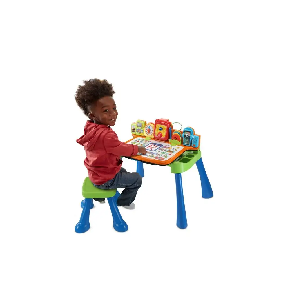 5-in-1 Learning Desk Educational Interactive Toy Kids Play Activity Station Touch and Learn Writing Projector Chalkboard Music 5
