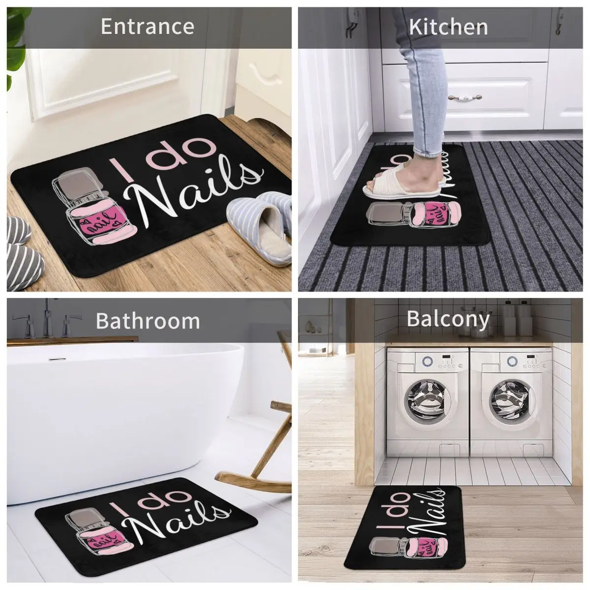 I Do Nails Fingernail Manicure Studio Non-slip Doormat Floor Mat Sand Scraping Carpet Rug for Kitchen Entrance Home Footpad Mats 5