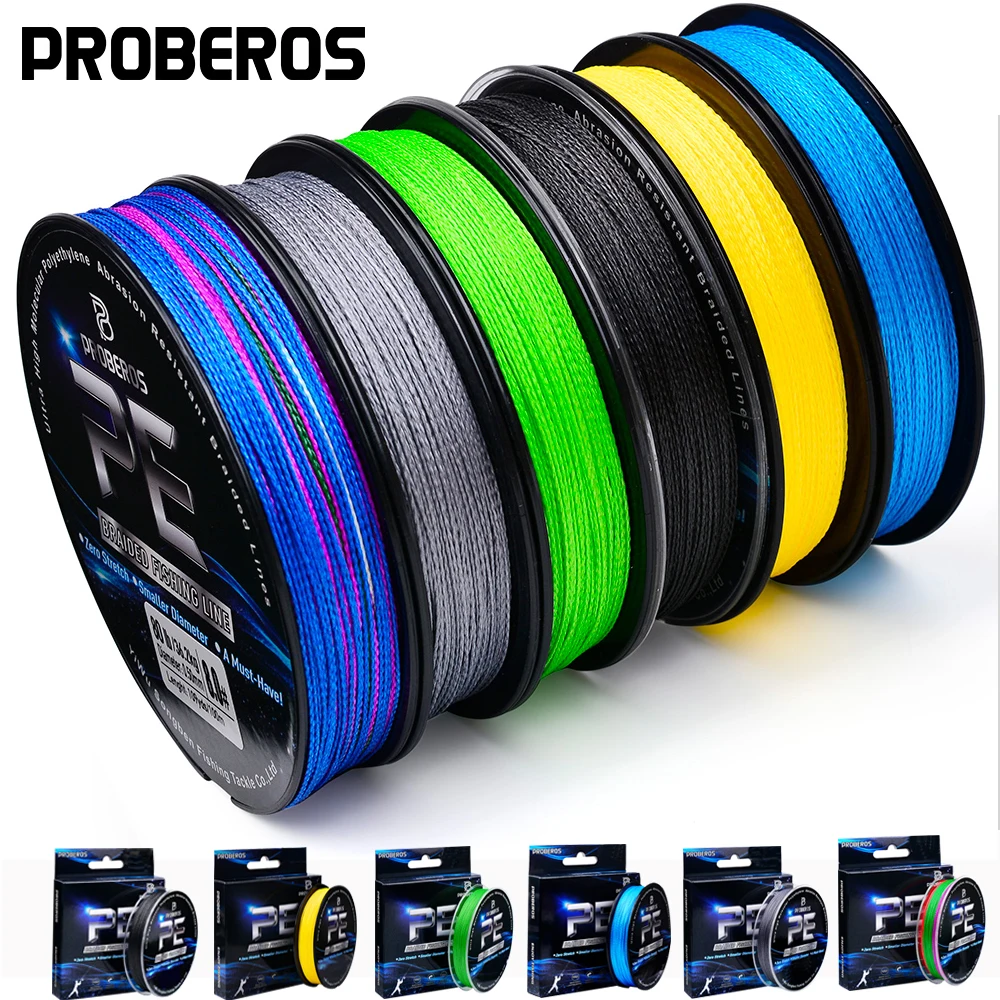 Ligne de pêche tressée Super Strong 100m 4 brins anti-abrasion - 6 à 80LB 6 couleurs disponibles PE