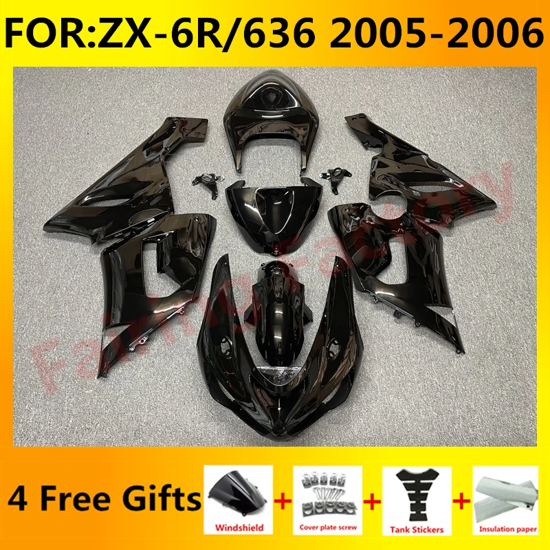 

Обтекатели для мотоцикла, набор обтекателей для Ninja ZX-6R 2005 2006 ZX6R zx 6r 636 05 06, черный кузов