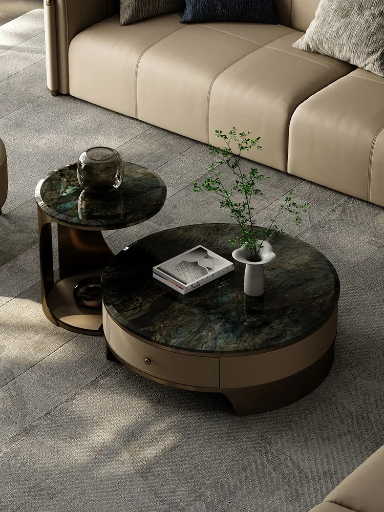

Marble coffee table, large flat living room, home designer, new high-end artistic sense light luxury round coffee table