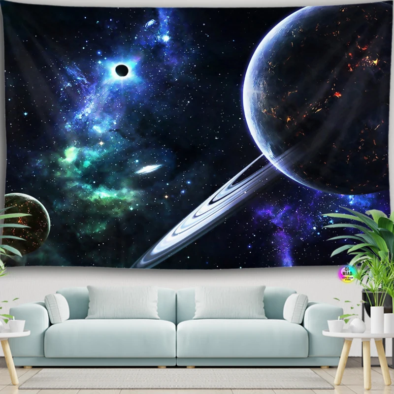 Weltraum Galaxy Universum Wandteppich Home Decor Planet Wandteppiche Sterne Wandbehang Wandbild für Schlafzimmer Astronaut Home Dekoration – Detail 6