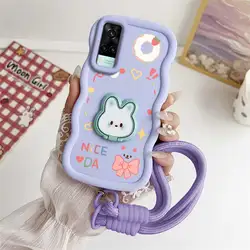 Lucky Day Phone Case Set with Lanyard and Rabbit Stand for Vivo Y51a (PURPLE)