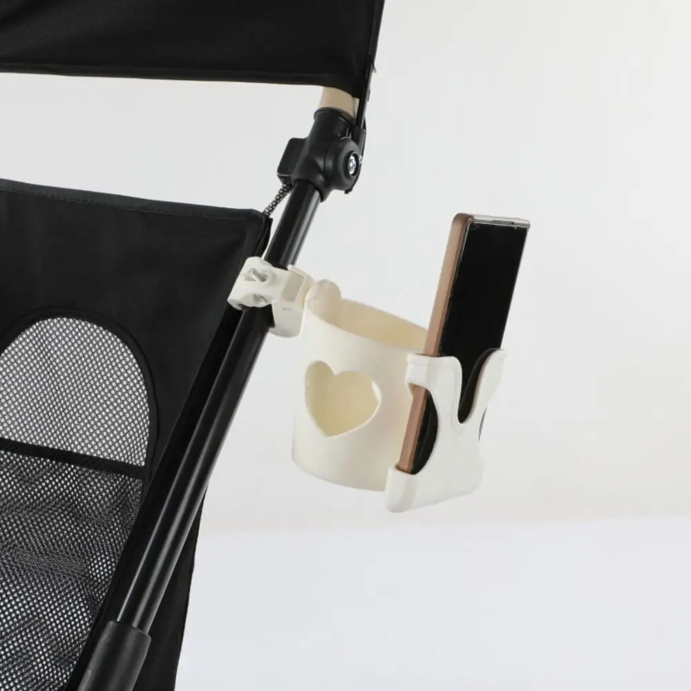 Baby Stroller Water Cup Holder Baby Pram Multi-function Milk Bottle Rack 2-in-1 Black White Mobile Phone Holder
