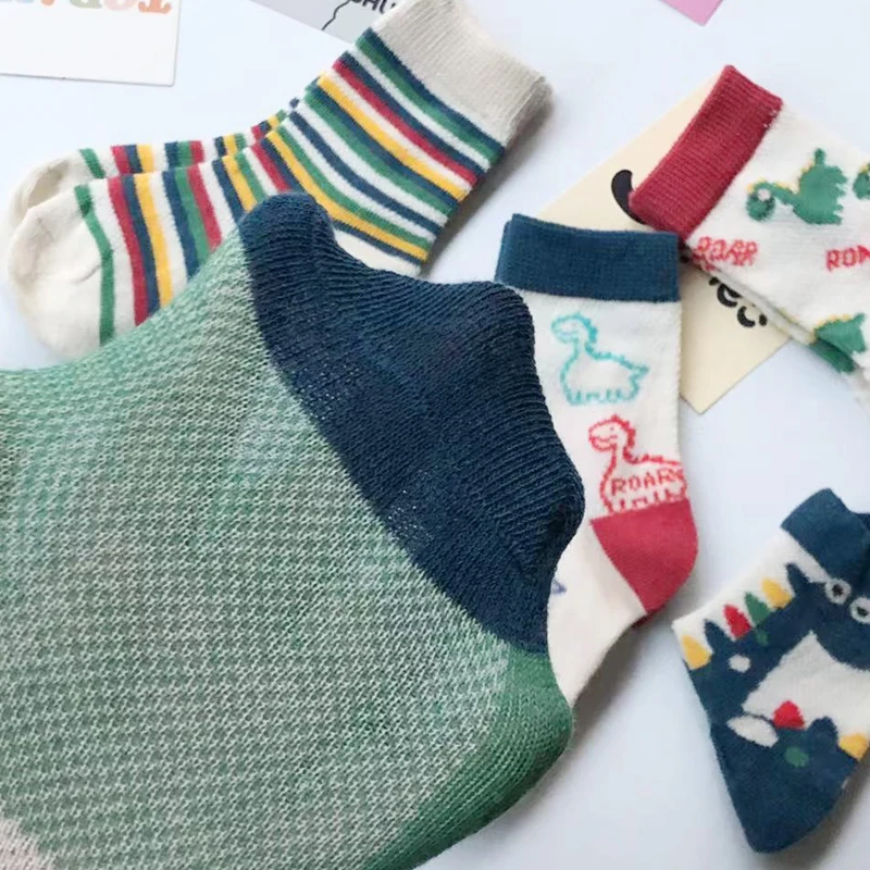Spring and Summer Boys' Mesh Socks Summer Little Boys' Children's Cartoon Dinosaur Cotton Socks 1-12 Years Old 6