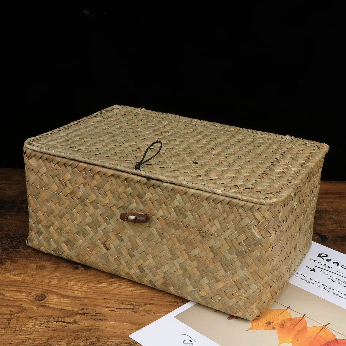 

Декоративная соломенная шкатулка с крышкой для хранения