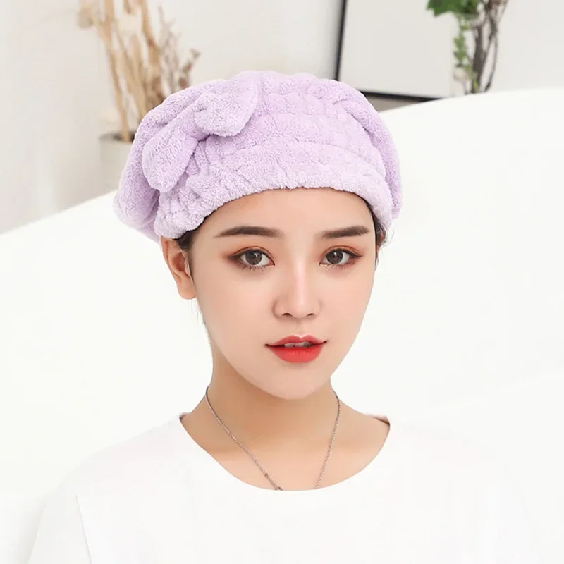 

Spa Women Bowknot Shower Cap Microfiber Hair Turban Breathability Quickly Towel Drying Towel Hats Sauna Bathroom Accessories
